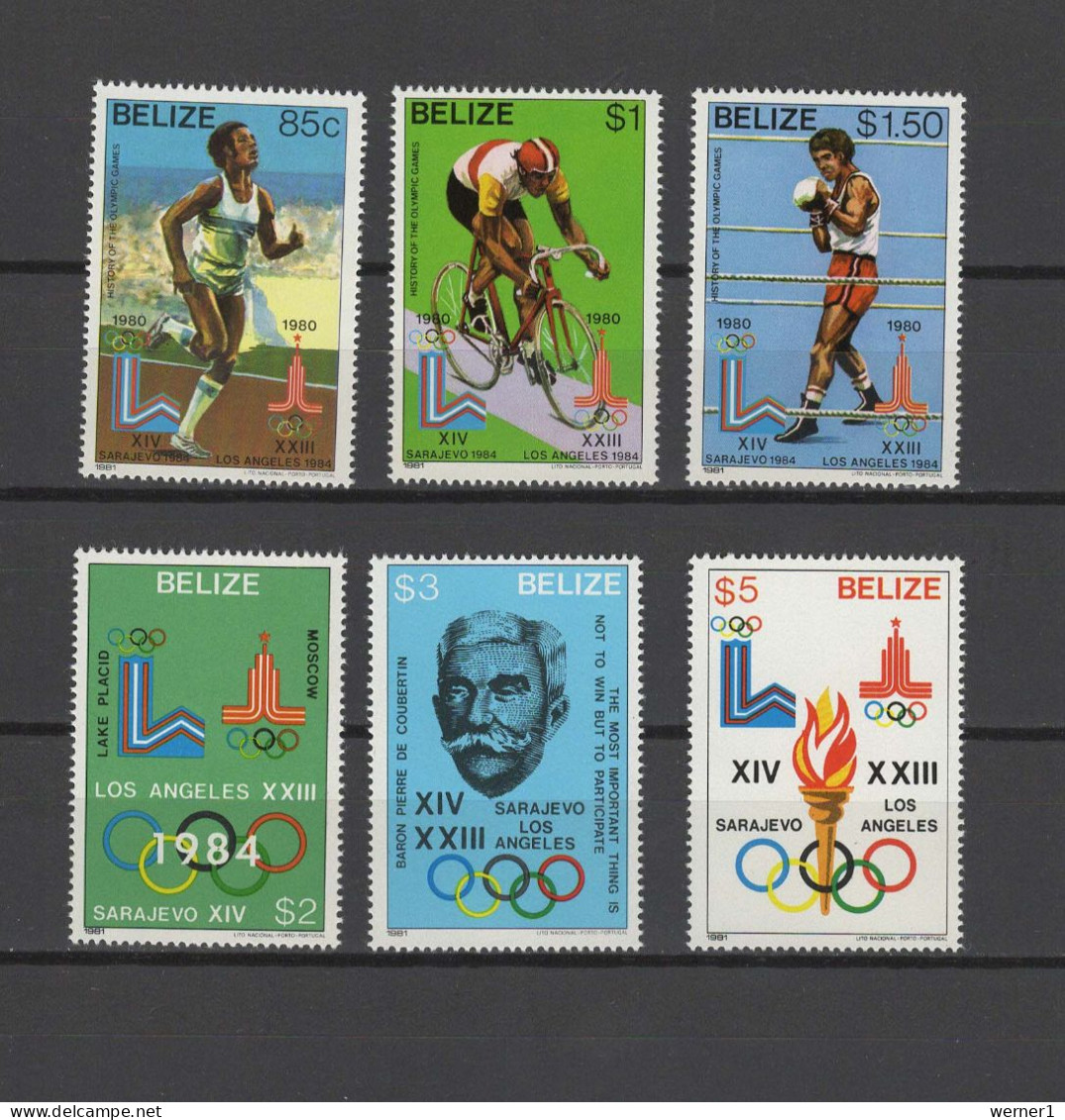 Belize 1981 Olympic Games Lake Placid / Moscow Set Of 6 MNH - Hiver 1980: Lake Placid