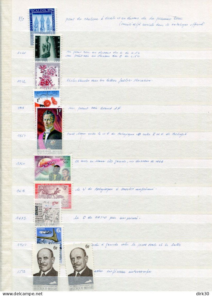 Belgie album avec variétés / curiosités avec description MNH 16 scans  faciale 1243 fr