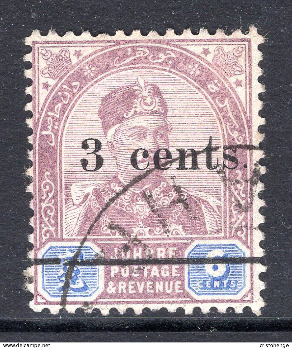 Malaysian States - Johore - 1894 Sultan Abu Bakar - Surcharges - 3c On 6c Dull Purple & Blue Used (SG 30) - Johore