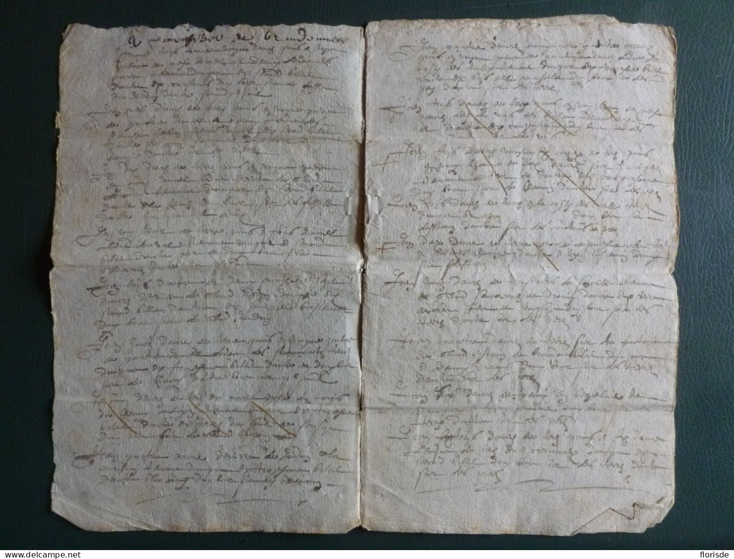 Parchemin De 12 Pages Sur Velin . Billet De Partage - 1631 - Manuscrits