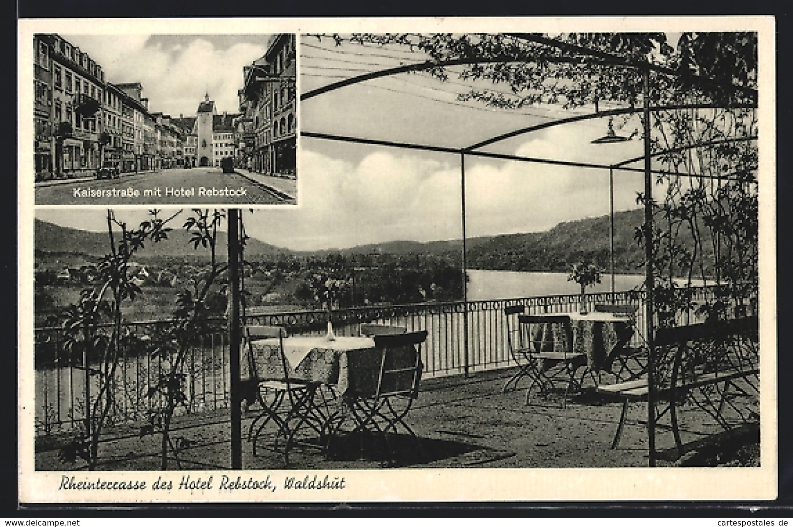 AK Waldshut, Kaiserstrasse Mit Hotel Rebstock, Rheinterrasse  - Autres & Non Classés