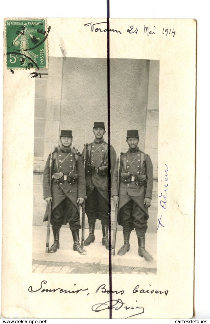 Carte Photo .CPA . MEUSE . D55. VERDUN. Militaire. Soldats Qui Posent Pour La Photo. 24 MAI 1914 - Verdun