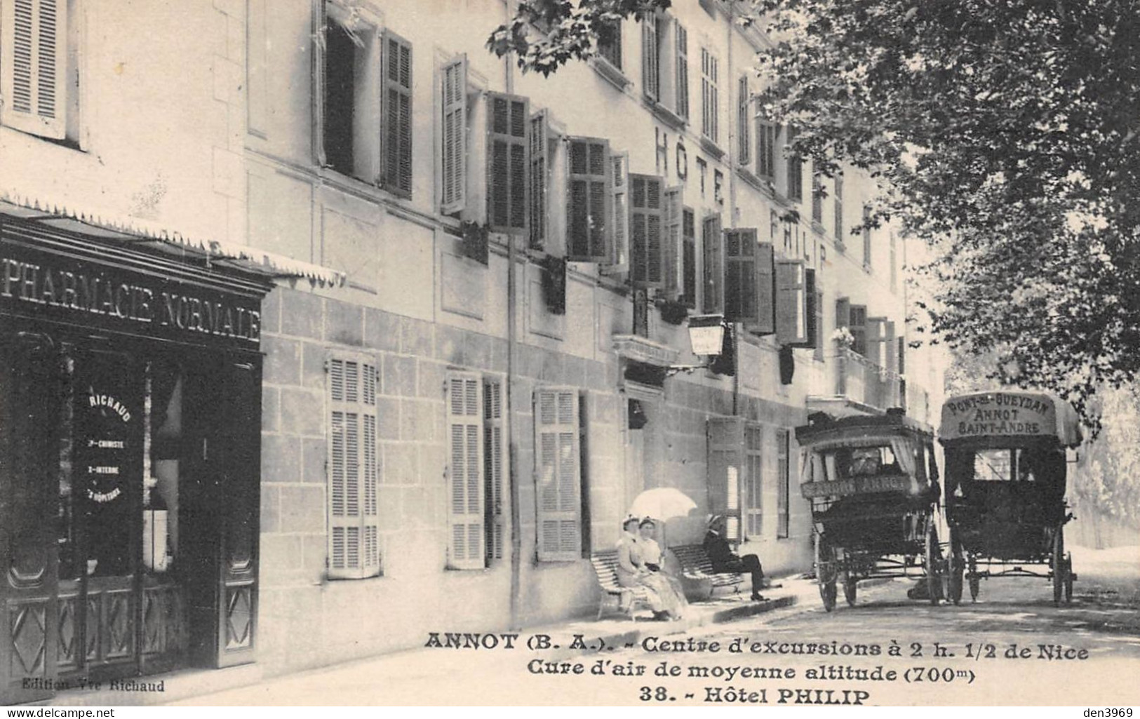 ANNOT (Basses-Alpes) - Hôtel Philip - Pharmacie Normale - Diligences Pont-de-Queyras / Saint-André - Autres & Non Classés