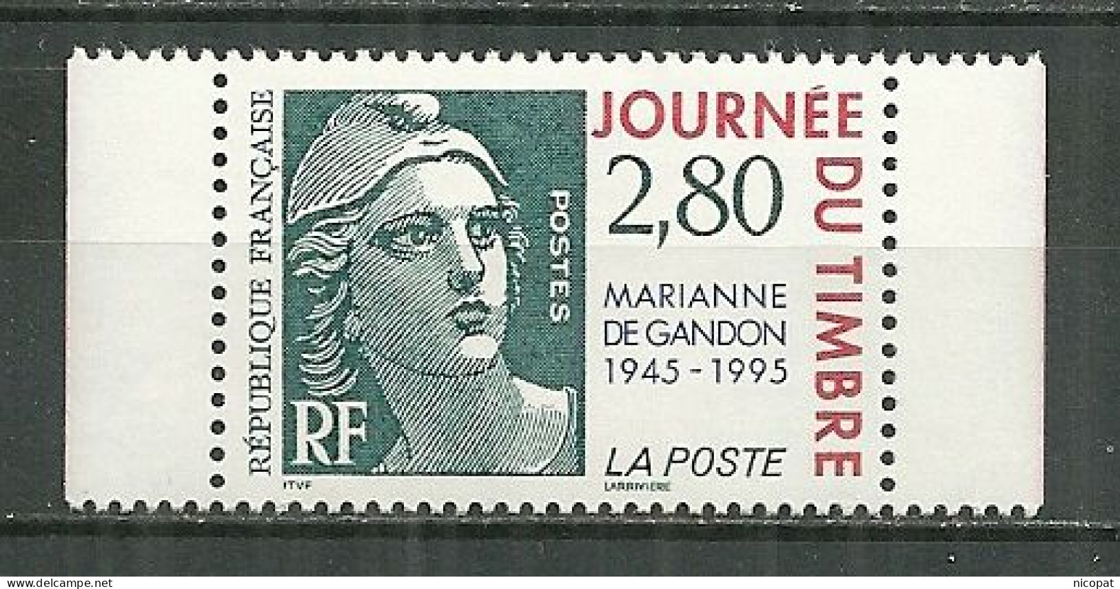 FRANCE MNH ** 2934 Marianne De Gandon Journée Du Timbre 1995 - Ungebraucht