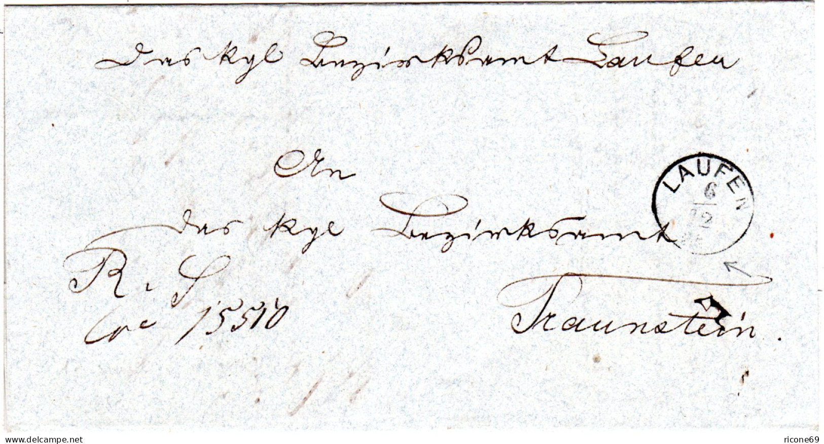 Bayern 1868, Zier-K1 LAUFEN M. 12-strahliger Rosette Auf Brief N. Traunstein - Covers & Documents