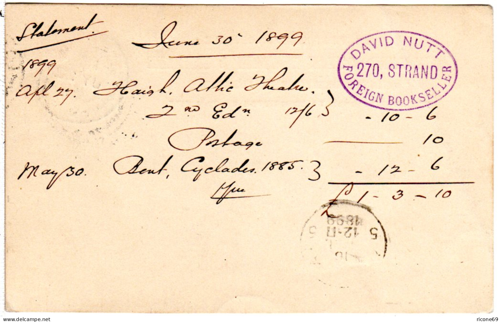 GB 1899, 1d Ganzsache V. London N. Athen, Griechenland - Other & Unclassified