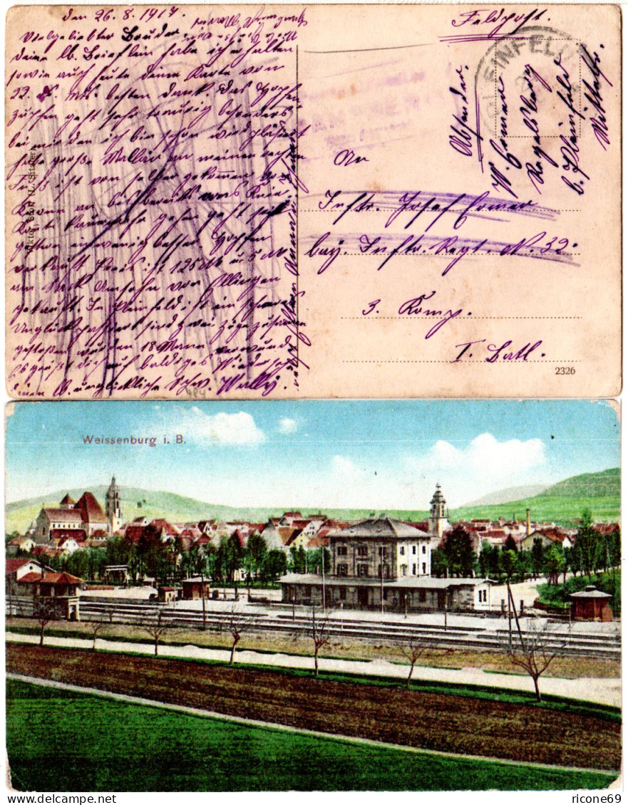 Bayern 1917, Posthilfstelle RAMSBERG Taxe Pleinfeld Auf AK Weissenburg Bahnhof - Briefe U. Dokumente