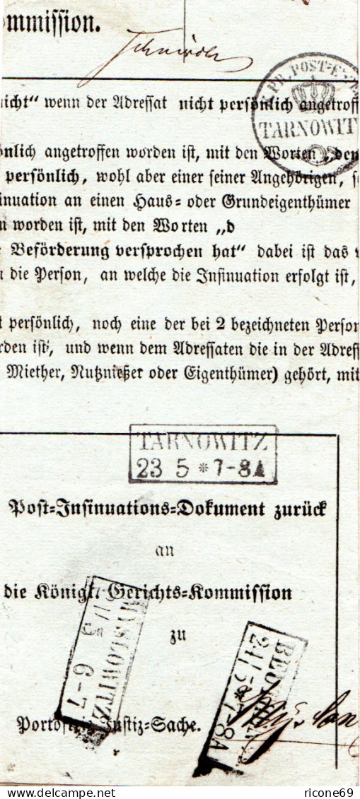 Preussen 1859, R2 Tarnowitz, Myslowitz U. Beuthen Auf Post-Insinuations Brief - Briefe U. Dokumente