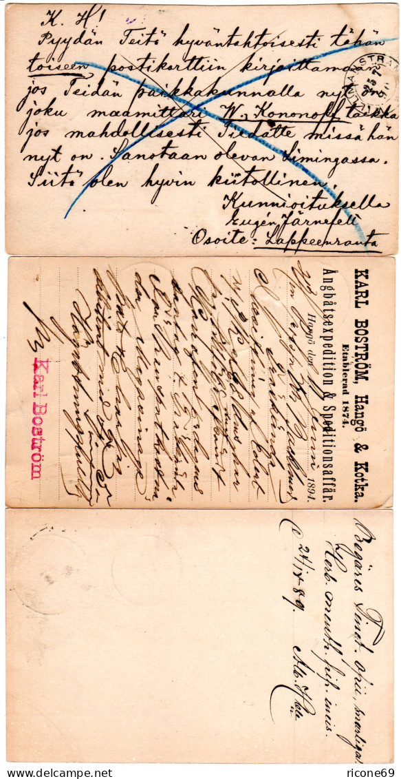 Finnland 1889/94, Drei 10 P. Ganzsachen M. Diversen Stempeln, 1mal M. Zudruck - Other & Unclassified