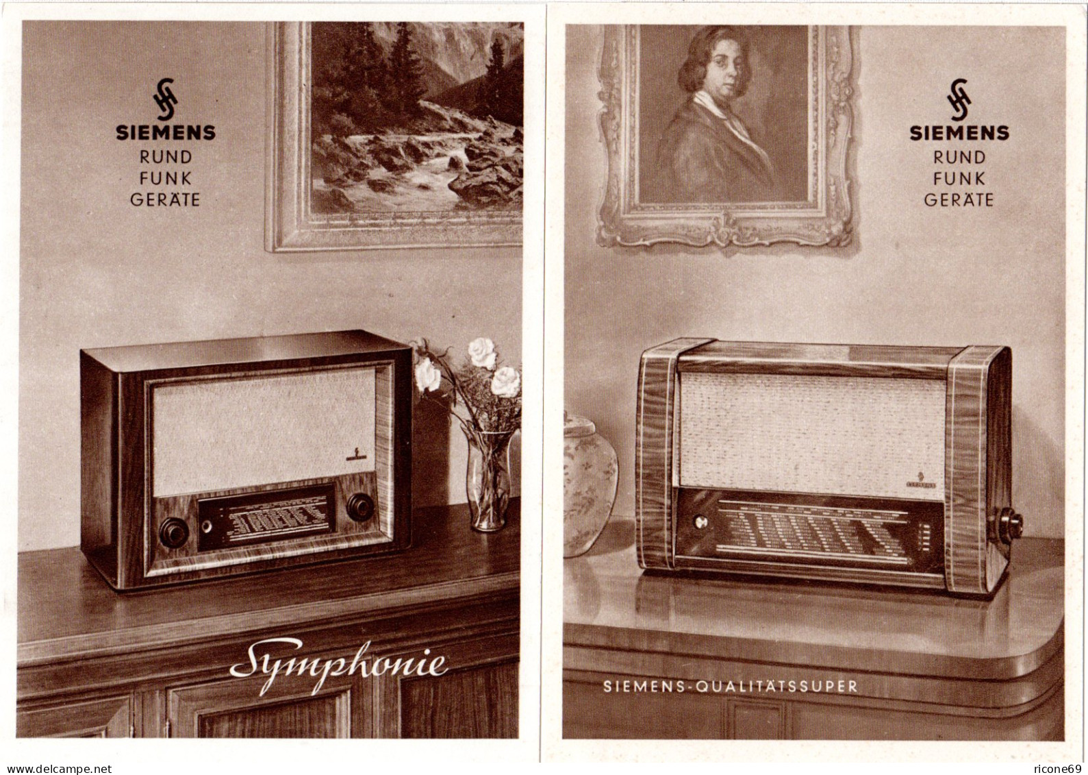 Rundfunk, 2 Alte Siemens Radio Werbung Reklame Karten.  - Autres & Non Classés