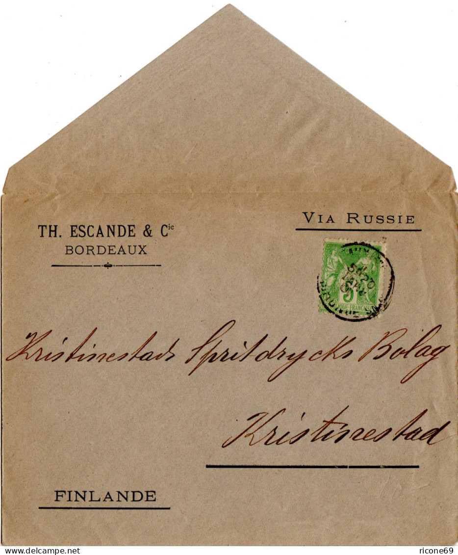 Frankreich 1901, 5 C. Auf Drucksache Brief V. Bordeaux N. Finnland - Sonstige & Ohne Zuordnung