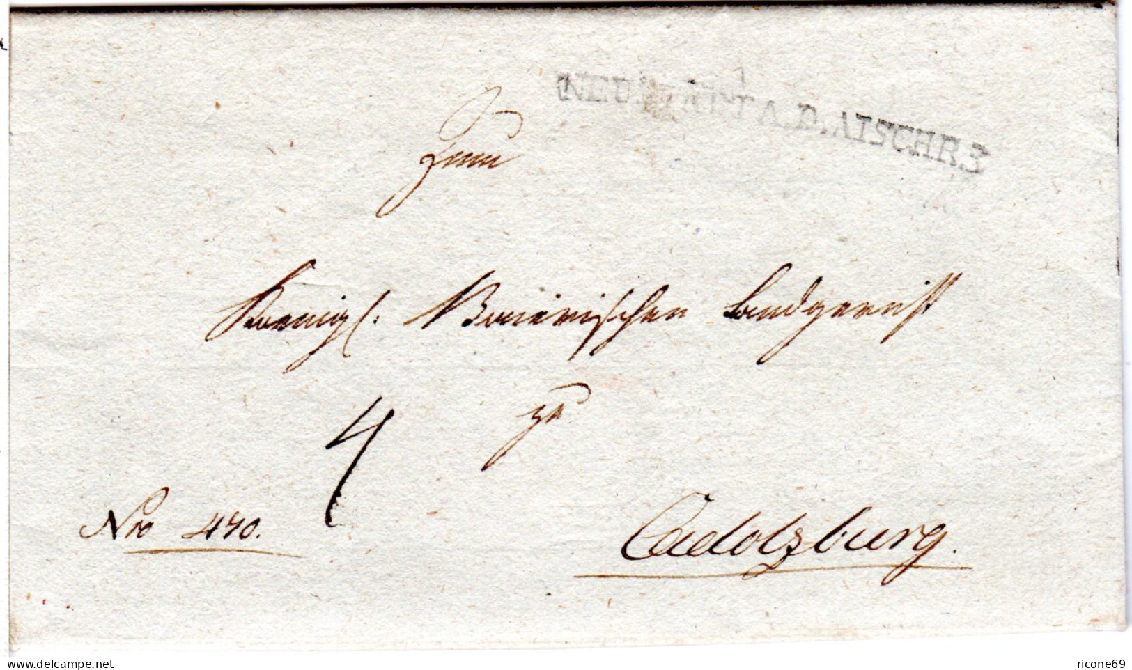 Bayern 1815, L1 NEUSTADT A.D. AISCH R.3 Auf Porto Brief N. Cadolzburg - Prefilatelia