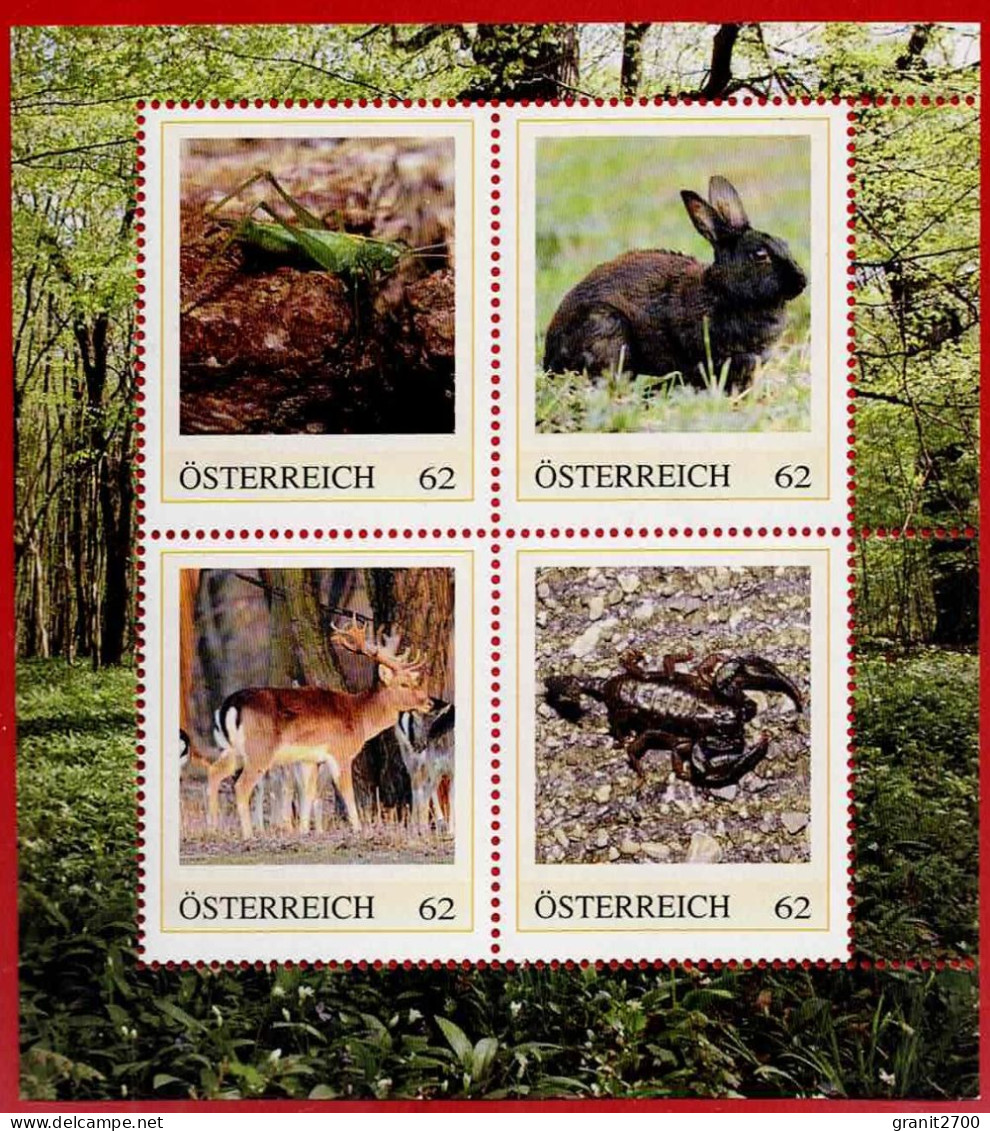 PM 4 Er Block Tiere  Lt. Scan Postfrisch - Timbres Personnalisés