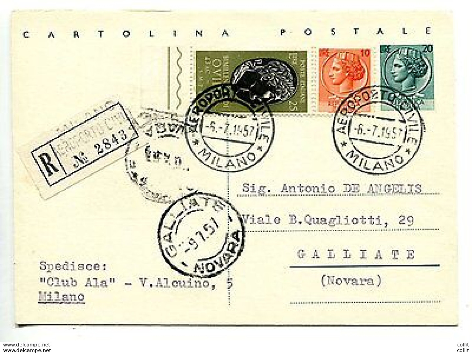 C.P. Lire 20 "Siracusana" - Emissione Privata "MAB 57" - Entero Postal