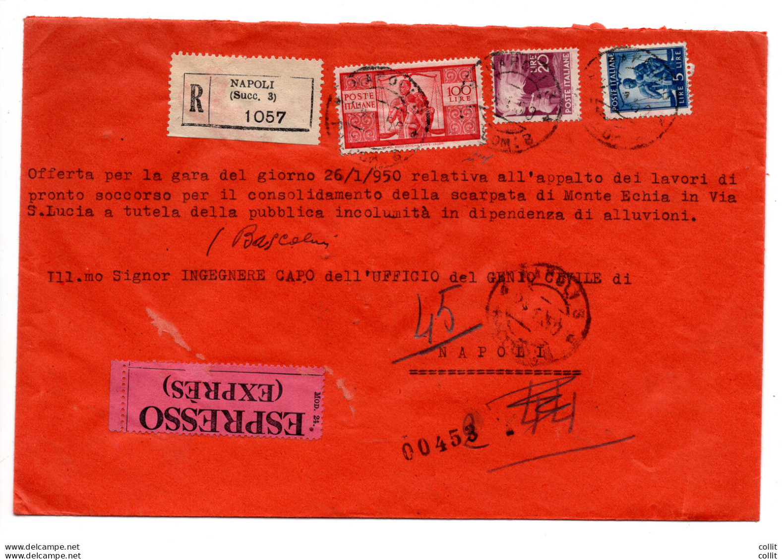 Democratica Lire 100 II° Lastra Su Busta - 1946-60: Poststempel