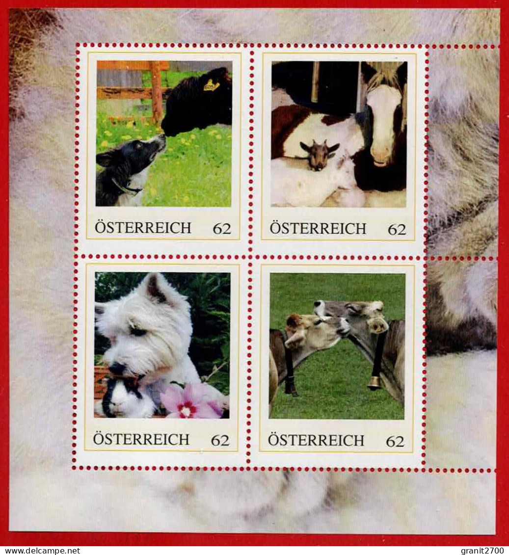 PM 4 Er Block Tiere  Lt. Scan Postfrisch - Personalisierte Briefmarken