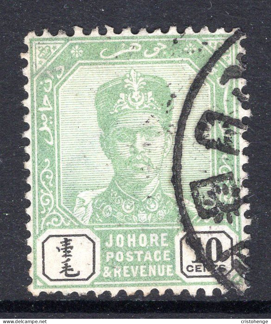 Malaysian States - Johore - 1896-99 Sultan Ibrahim - 10c Green & Black Used (SG 46) - Johore