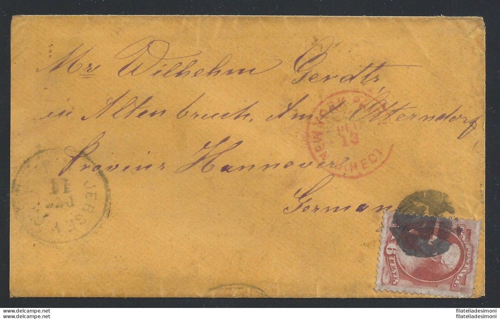 1879 Stati Uniti, N. 78 6 Cent. Bruno Rosso Su Lettera Per La Germania - Sonstige & Ohne Zuordnung