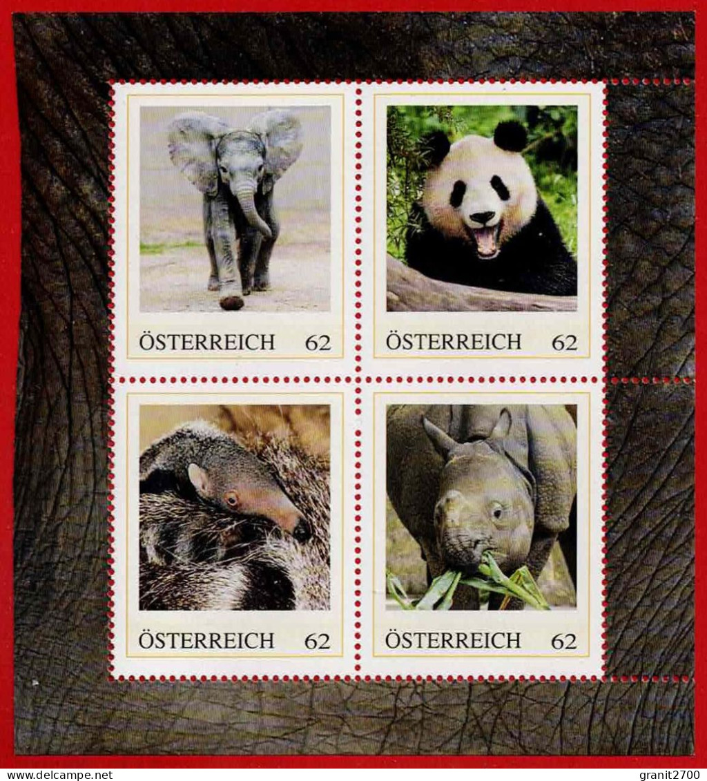 PM 4 Er Block Tiere  Lt. Scan Postfrisch - Personalisierte Briefmarken