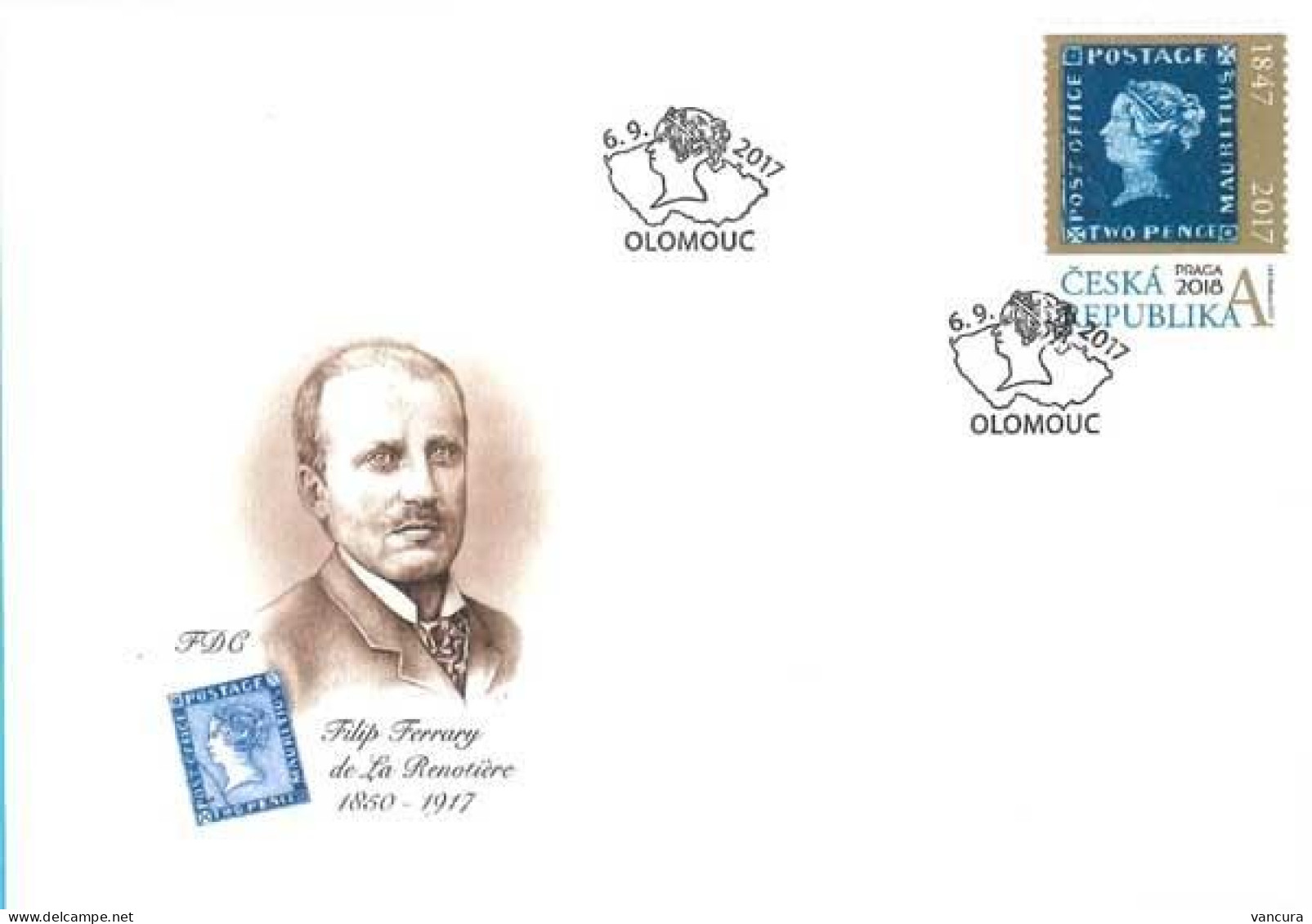 FDC 942 Czech Republic Mauritius 2017 Stamp On Stamp - Francobolli Su Francobolli