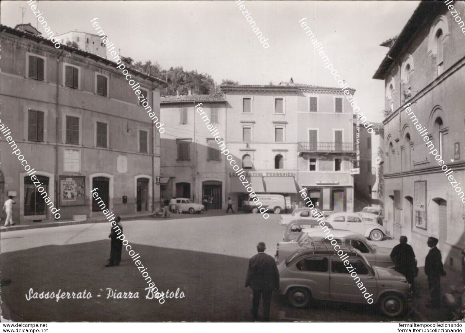 Bc745 Cartolina Sassoferrato Piazza Bartolo Provincia Di Ancona Marche - Ancona