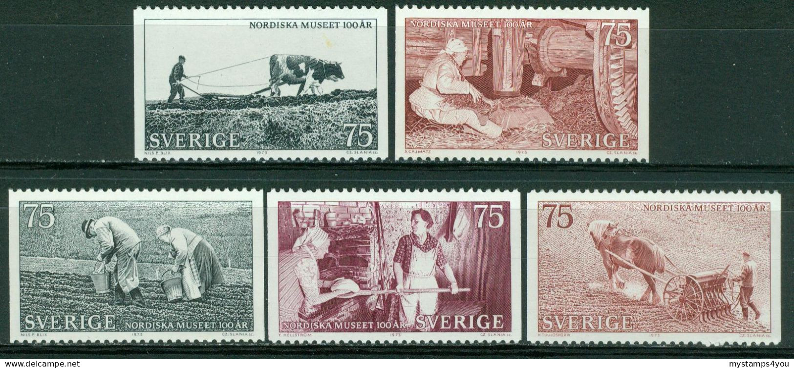 Bm Sweden 1973 MiNr 815-819 MNH | Centenary Of Nordic Museum #kar-1004c - Gebruikt