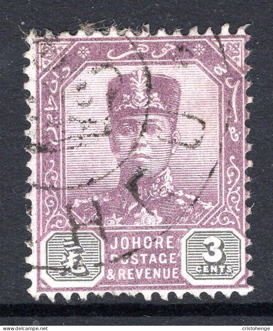 Malaysian States - Johore - 1904-10 Sultan Ibrahim - Wmk. Single Rosette - 3c Purple & Black Used (SG 63) - Johore