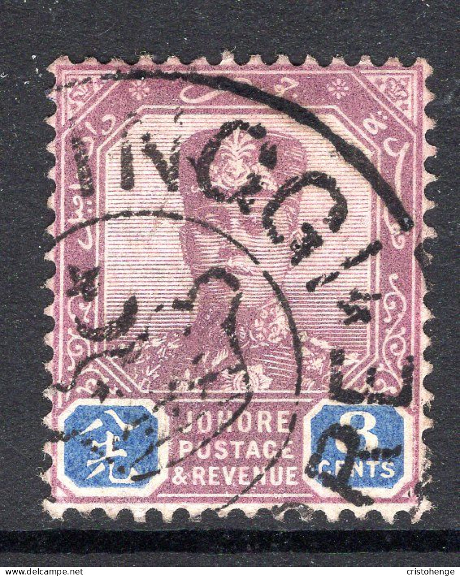 Malaysian States - Johore - 1904-10 Sultan Ibrahim - Wmk. Single Rosette - 8c Purple & Blue Used (SG 66) - Johore