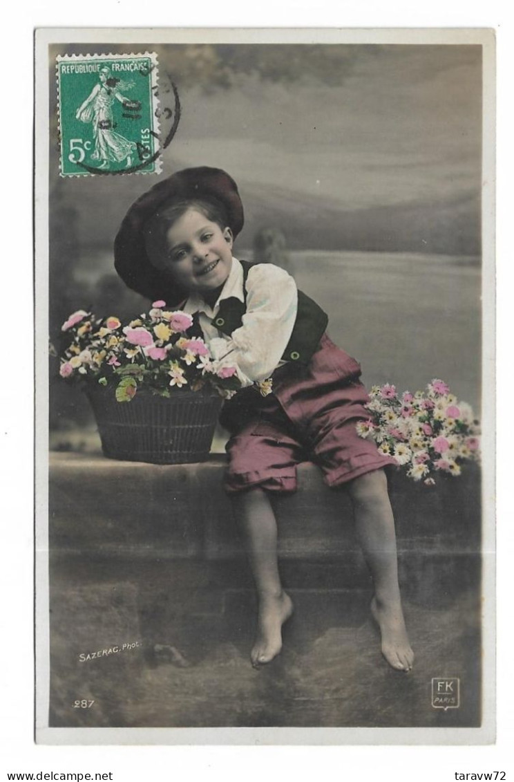 CPA FANTAISIE / ENFANT GARCONNET ET FLEURS - Other & Unclassified