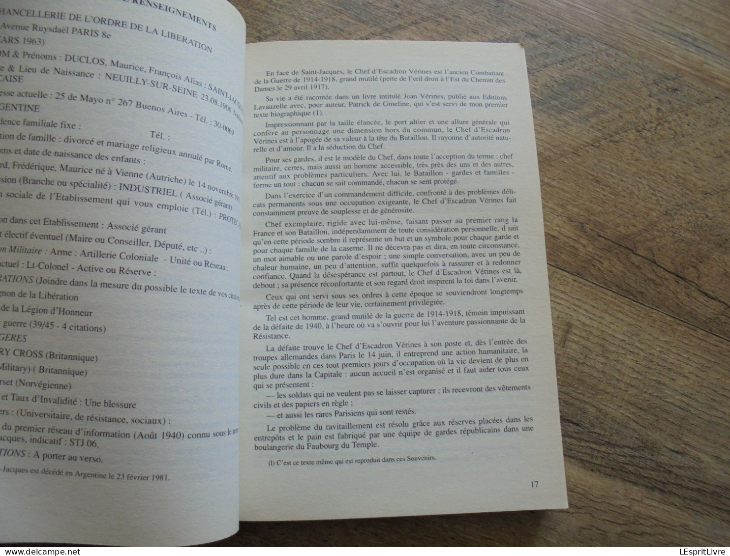 MES SOUVENIRS DU RESEAU SAINT JACQUES G Verrines Régionalisme Guerre 40 45 Réseau Renseignements Résistance - Guerre 1939-45