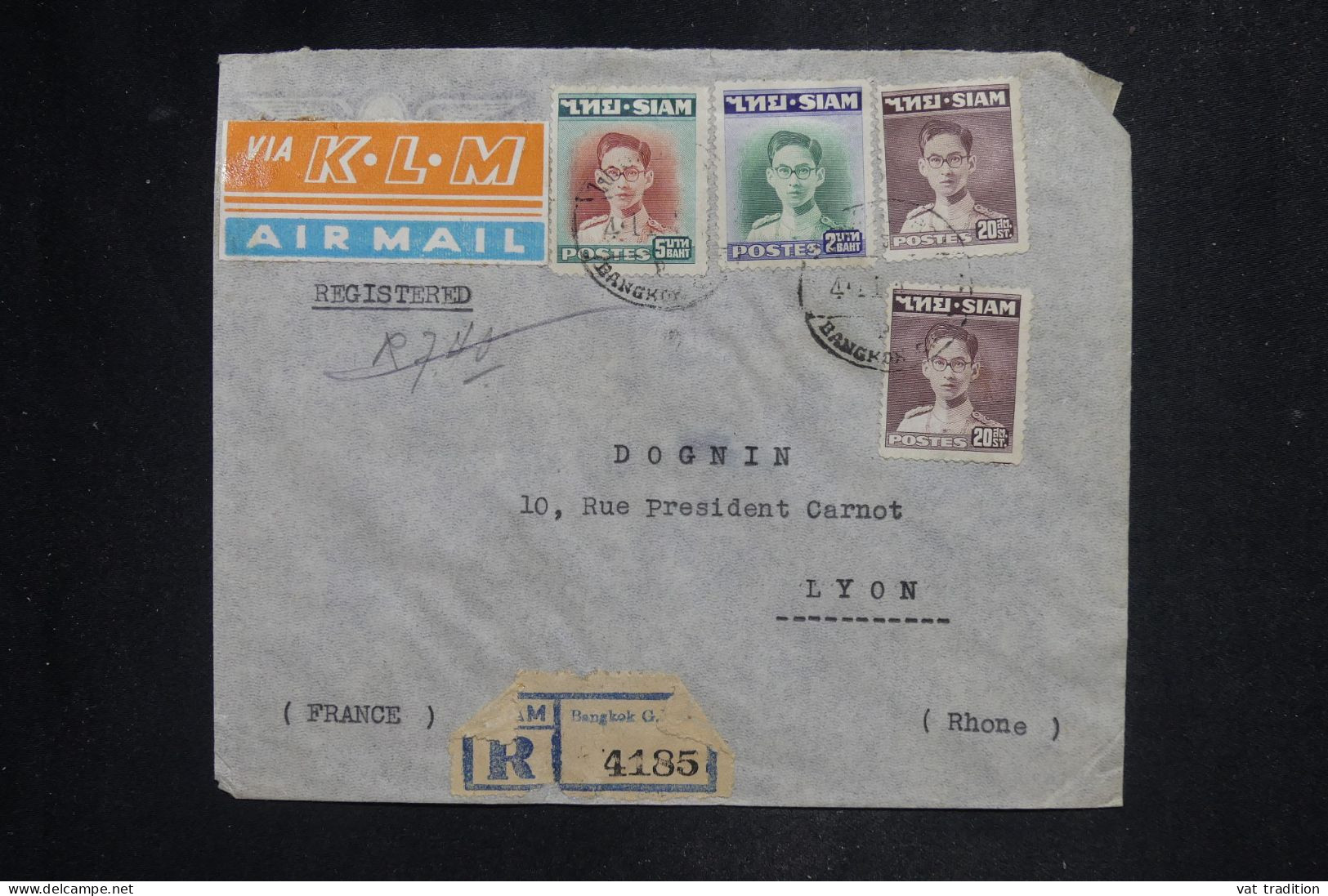 THAÏLLANDE - Lettre Recommandée Par Avion KLM > La France - 1959 - A 2987 - Tailandia