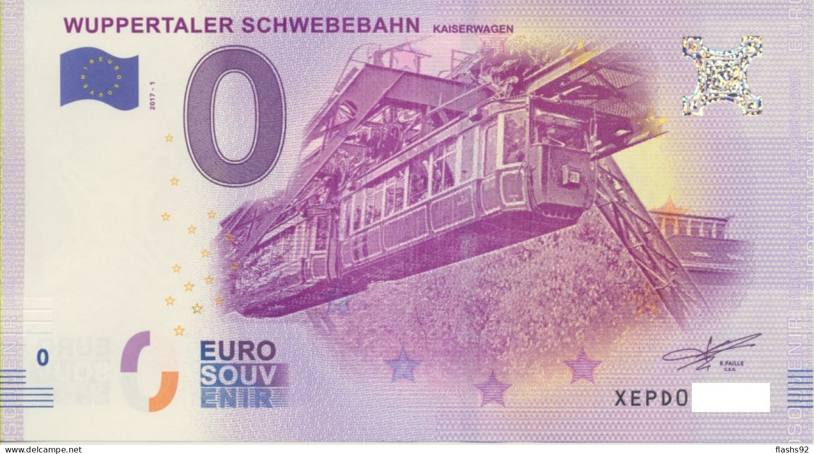 Vends Billet Souvenir Touristique 0€ Wuppertaler Schwebebahn Kaiserwagen 2017-1 XEPD - Other & Unclassified