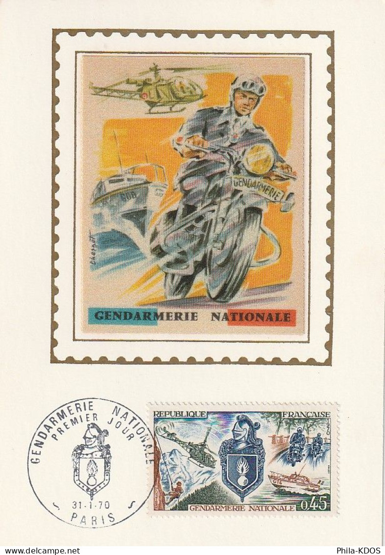 " GENDARMERIE NATIONALE " Sur Carte Maximum Sur Soie De 1970. N° YT 1622. CM à Saisir !!! - Police - Gendarmerie