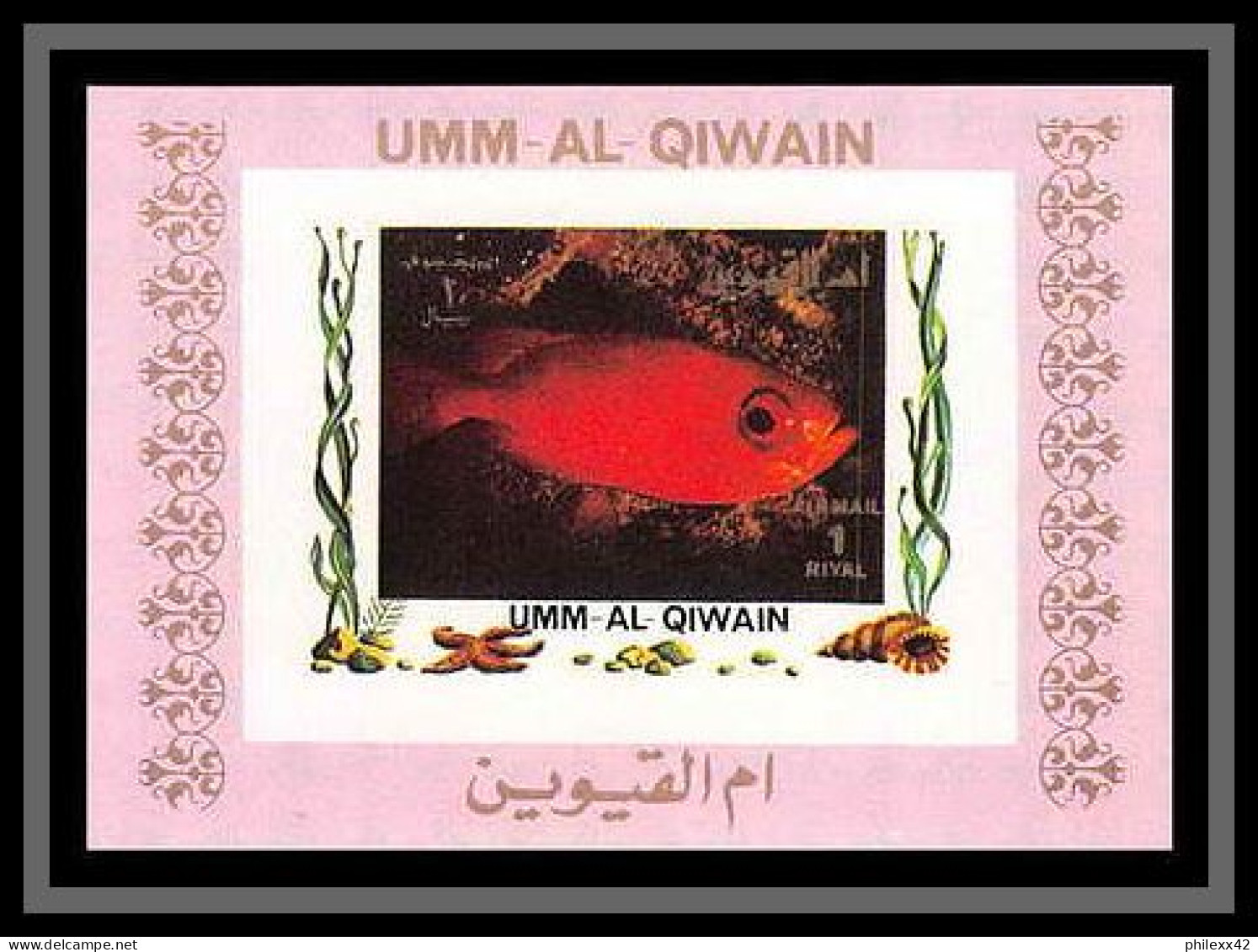 0030/ Umm al Qiwain deluxe blocs ** MNH michel N° 1466 / 1481 tropical - poissons (Fish) rose non dentelé imperf