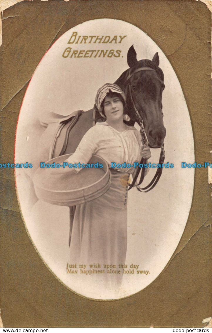 R084496 Birthday Greetings. Woman And Horse. 1914 - Monde