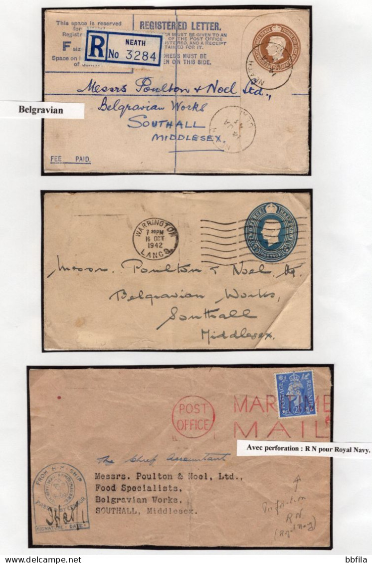 ENGLAND R Envelope + Cover + Front Of A Cover 1942-44 Directed To Belgravian Works, Southhall, Middlesex - Briefe U. Dokumente