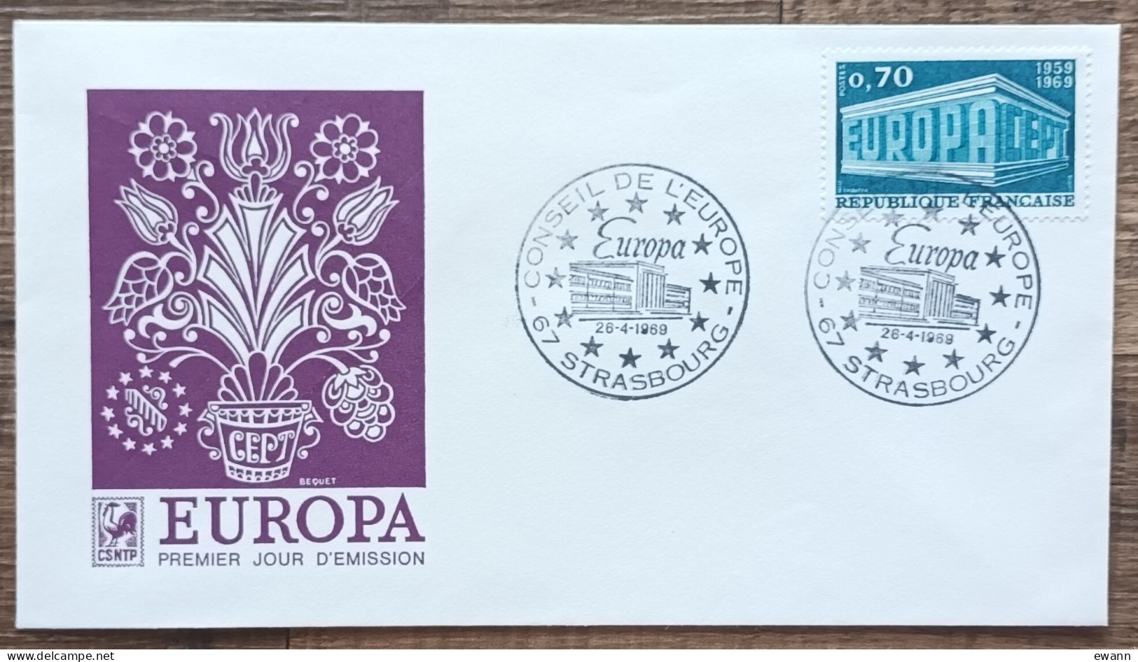 FDC 1969 - YT N°1599 - EUROPA / CONSEIL DE L'EUROPE - STRASBOURG - 1960-1969