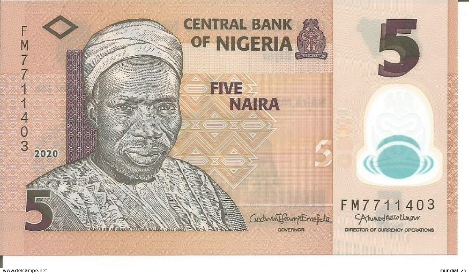 NIGERIA 5 NAIRA 2020 (POLYMER) - Nigeria