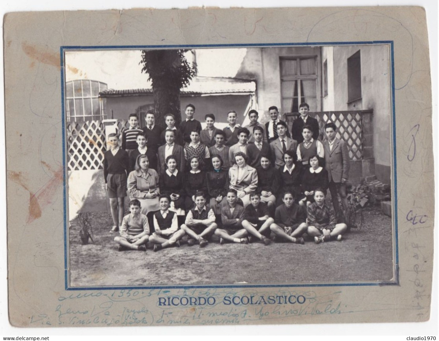 FOTOGRAFIA - D' EPOCA - PERSONE ANONIMI - RICORDO SCOLASTICO 1950 - 51 FOT SVICHER - GENOVA - Personnes Anonymes