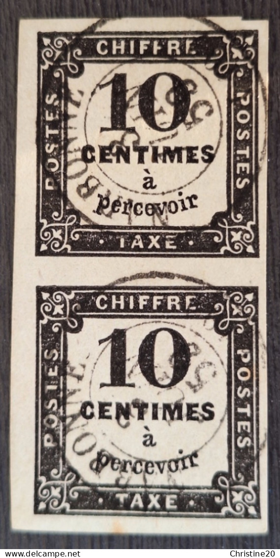 France 1859 Taxe N°2A  Type II En Paire Ob CaD TTB - 1859-1959 Gebraucht