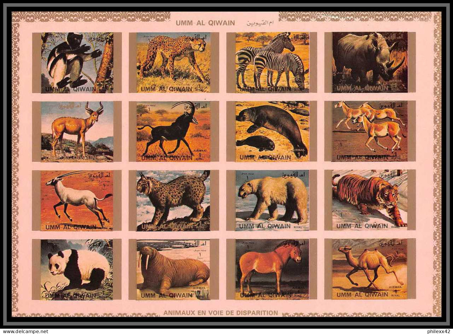 0128/ Umm Al Qiwain ** MNH Michel N° 1370 / 1385 B Animaux - Animals Non Dentelé Imperf ** MNH Tiger Tigre - Panda - Umm Al-Qaiwain