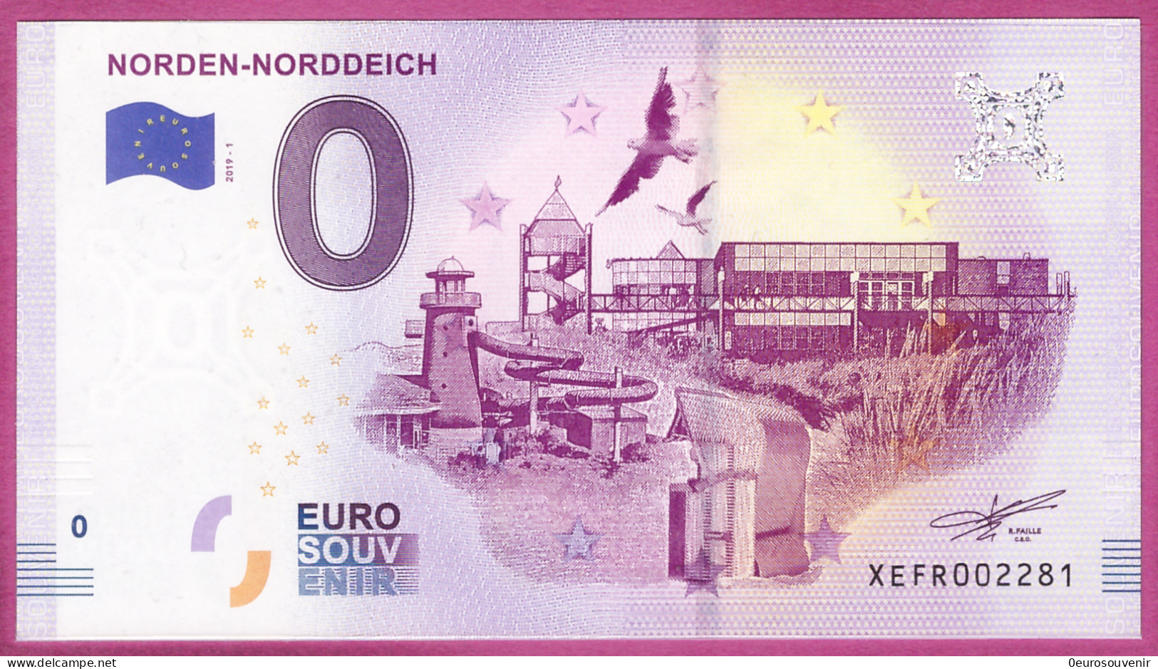 0-Euro XEFR 2019-1 NORDEN-NORDDEICH - STRAND LEUCHTTURM - Private Proofs / Unofficial