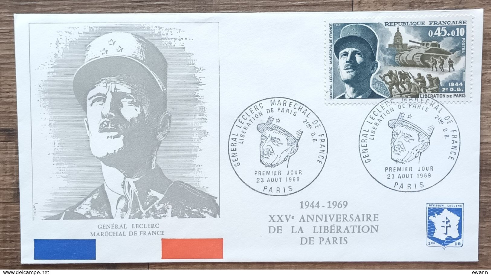FDC 1969 - YT N°1607 - GENERAL LECLERC MARECHAL DE FRANCE - PARIS - 1960-1969