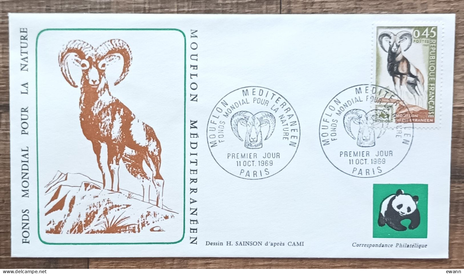 FDC 1969 - YT N°1613 - FONDS MONDIAL POUR LA NATURE / MOUFLON MEDITERRANEEN - PARIS - 1960-1969