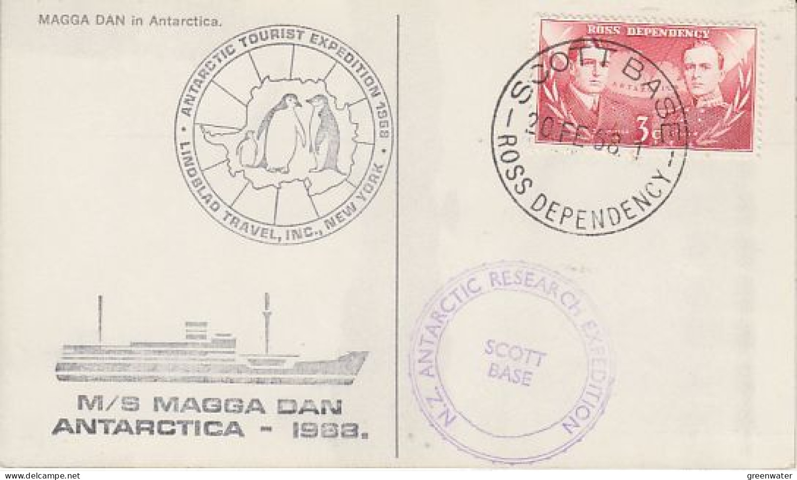 Ross Dependency MS Linblad Antarctic Tourist Exp. NZARP  Ca Magga Dan Ca Scott Base 20 FEB 1968 (RT221) - Cartas & Documentos