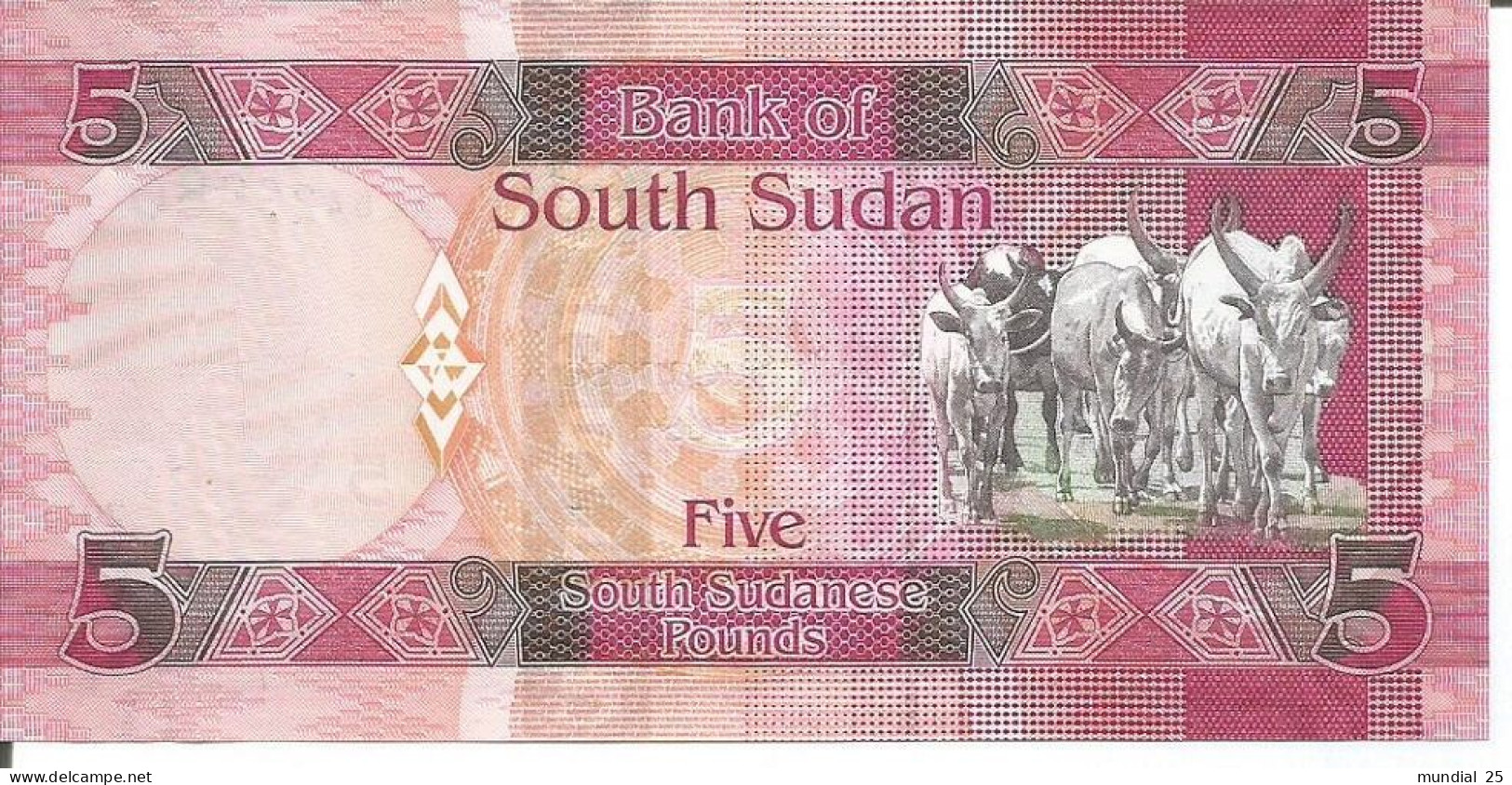 SOUTH SUDAN 5 POUNDS 2015 - Südsudan