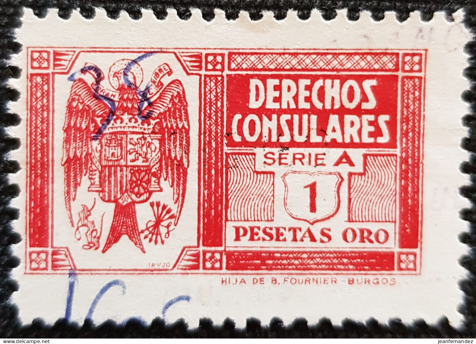 Fiscales Derechos Consulares Serie A 1 PTAS ORO - Revenue Stamps