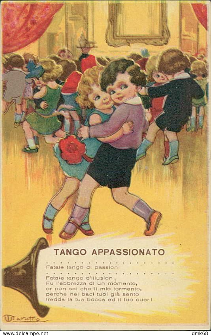 MAROTTO SIGNED 1930s POSTCARD - KIDS & MUSIC & DOG - TANGO APPASSIONATO - EDIT BIXIO 2674  (5704) - Otros & Sin Clasificación