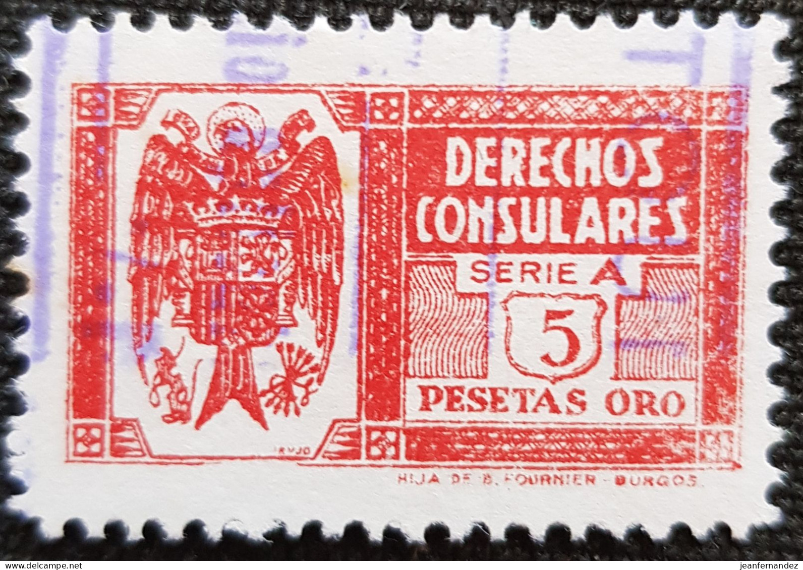 Fiscales Derechos Consulares Serie A 5 PTAS ORO - Revenue Stamps