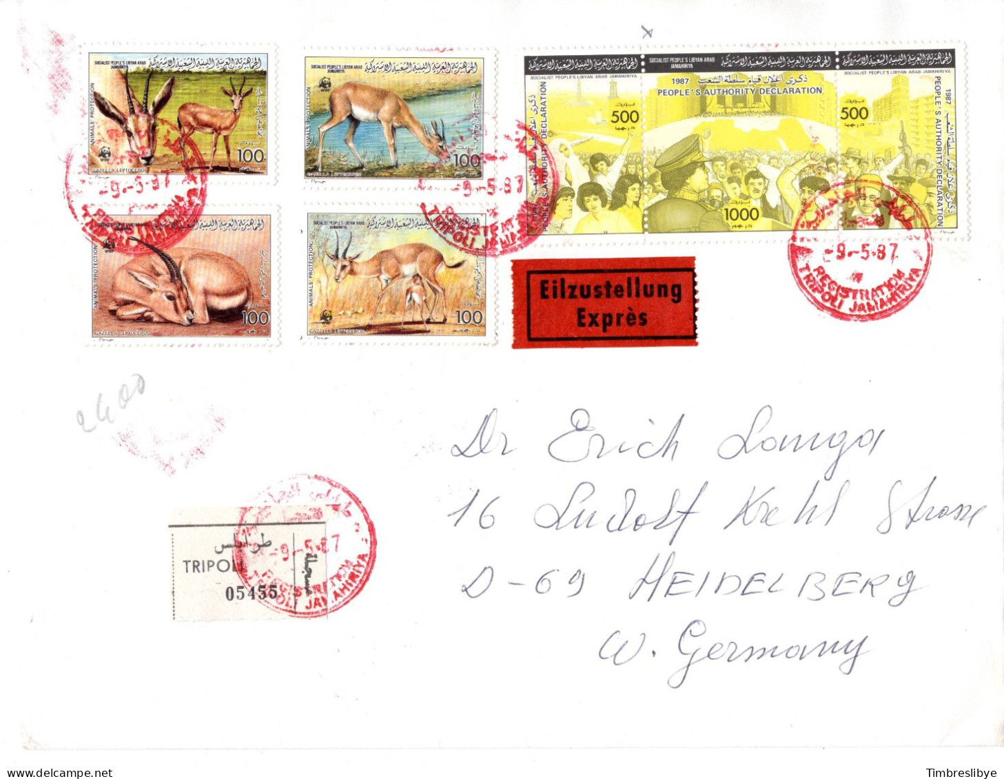 LIBYA 6.11.1986; Lettre Spécial Recommander Expres! Avec Rare Epreuve Couleur ! Lot 60008 - Libye